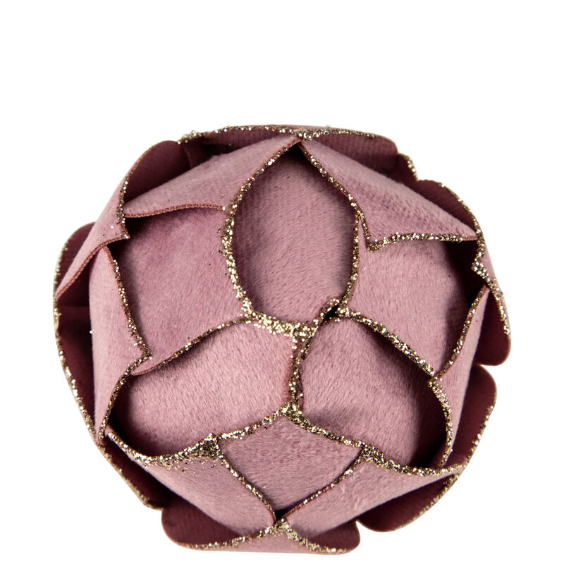 5" Pink Flower Glitter Petal Shatterproof Ball Christmas Ornament image number 4