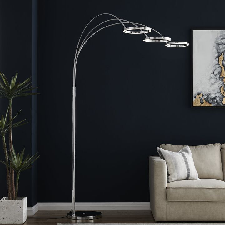 Hong Kong Floor Lamp Chrome Metal Dimmable LED Light