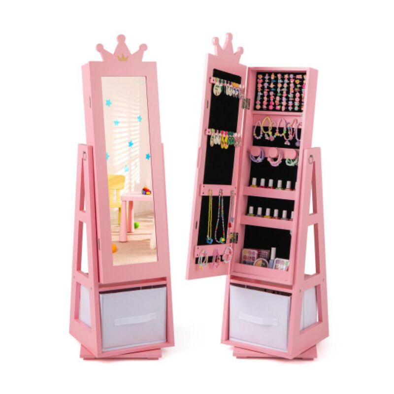 Kids Jewelry Armoire Cabinet with Large Storage Capacity and Swivel Base image number 0