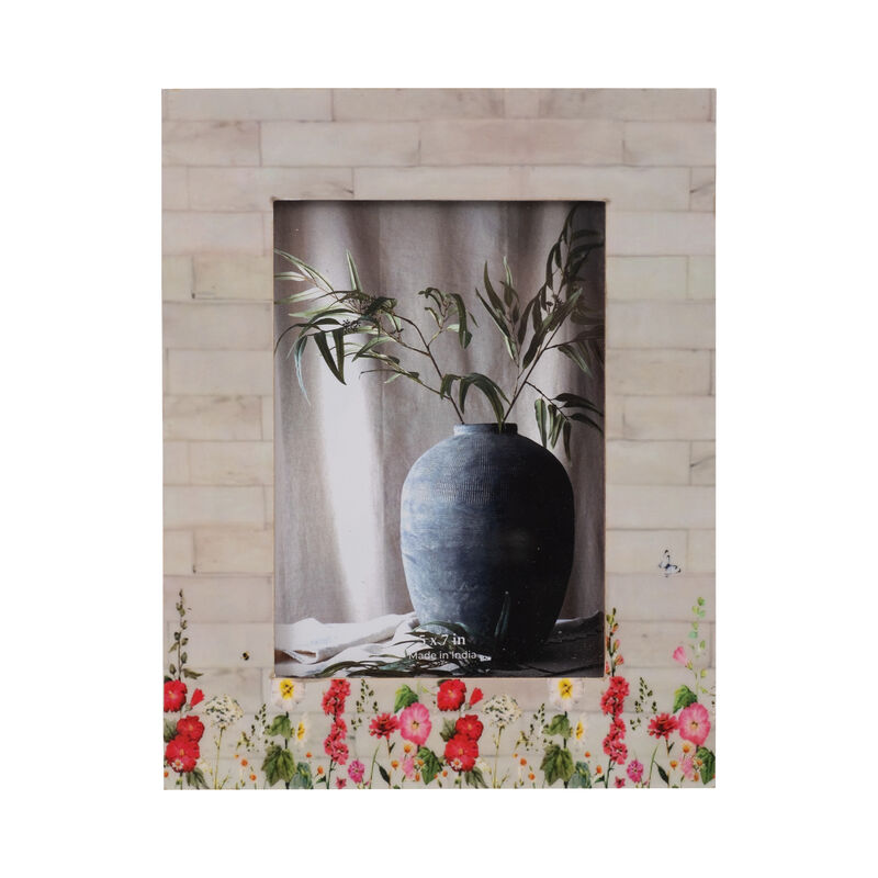 5"x7" Ivry Wood Pink Flwr Frme