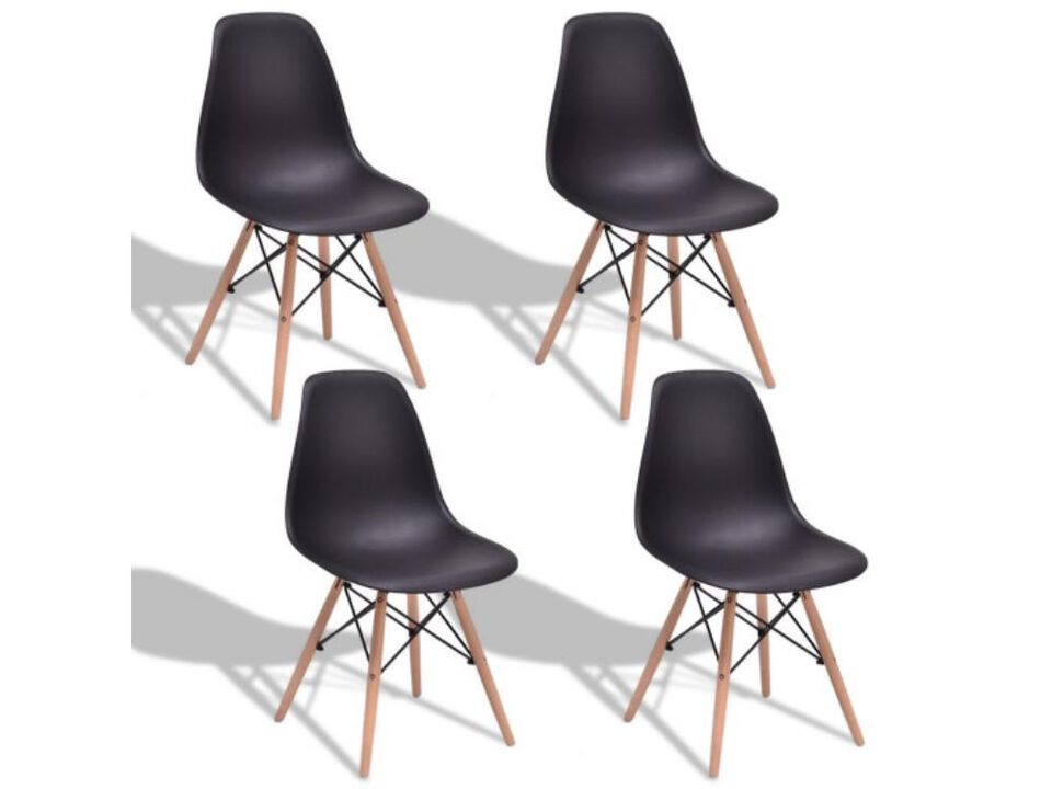 Set of 4 Mid Century Modern Dining Chair with Wood Leg
