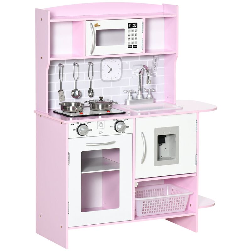 Pink Deluxe Play Kitchen: Wooden Set with Lights and Sounds image number 0