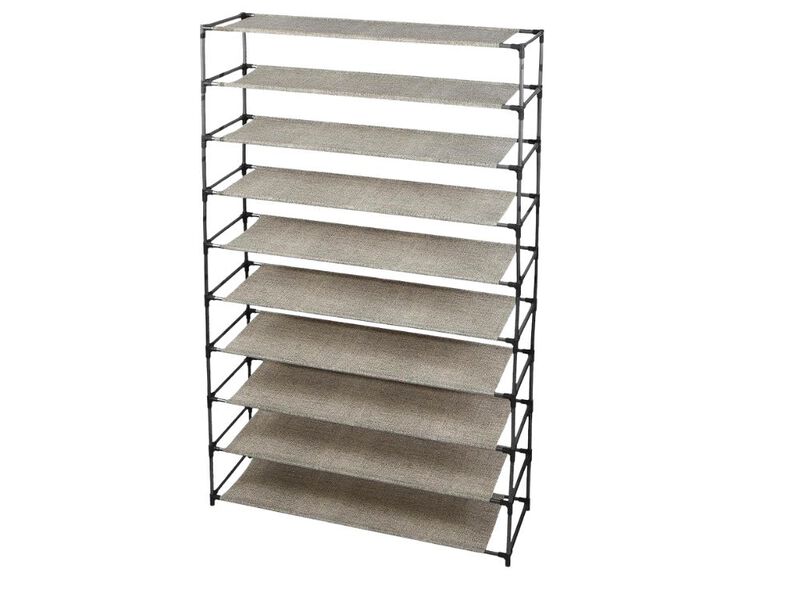 Shoe Rack 10 Tier 50 Pair Beige Freestanding Holds Up 100 Individual image number 0