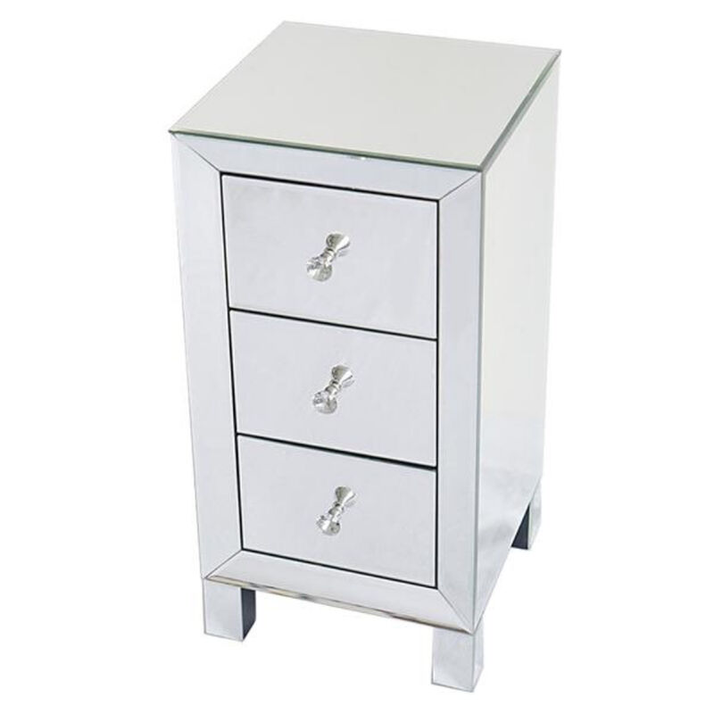 Mirrored Nightstand with 3 Drawers Sleek & Modern Design