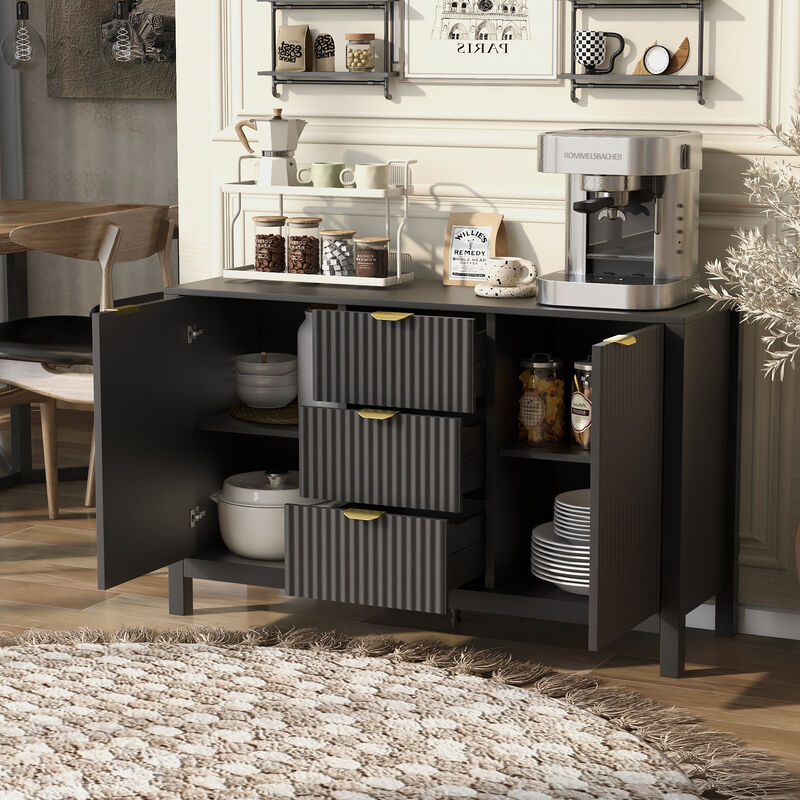 Merax U_STYLE Sideboard with Wave Design - 3 Adjustable Shelves