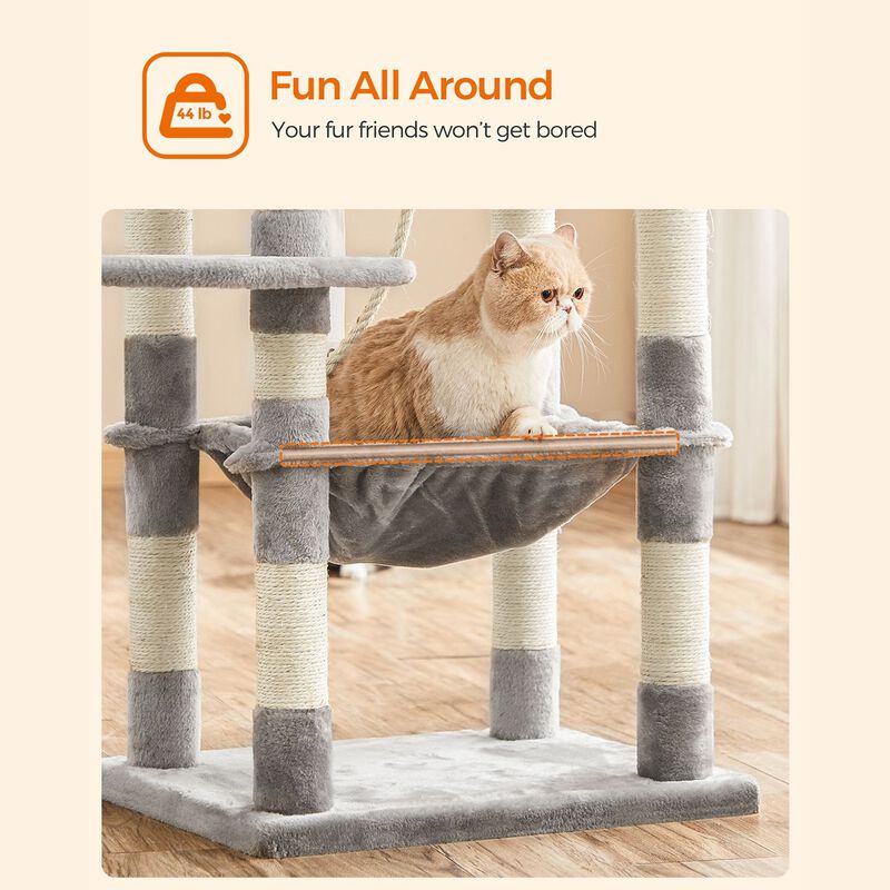 Multi-Level Cat Tree &ndash; 56.3-Inch with Sisal Scratching Posts and Plush Perches