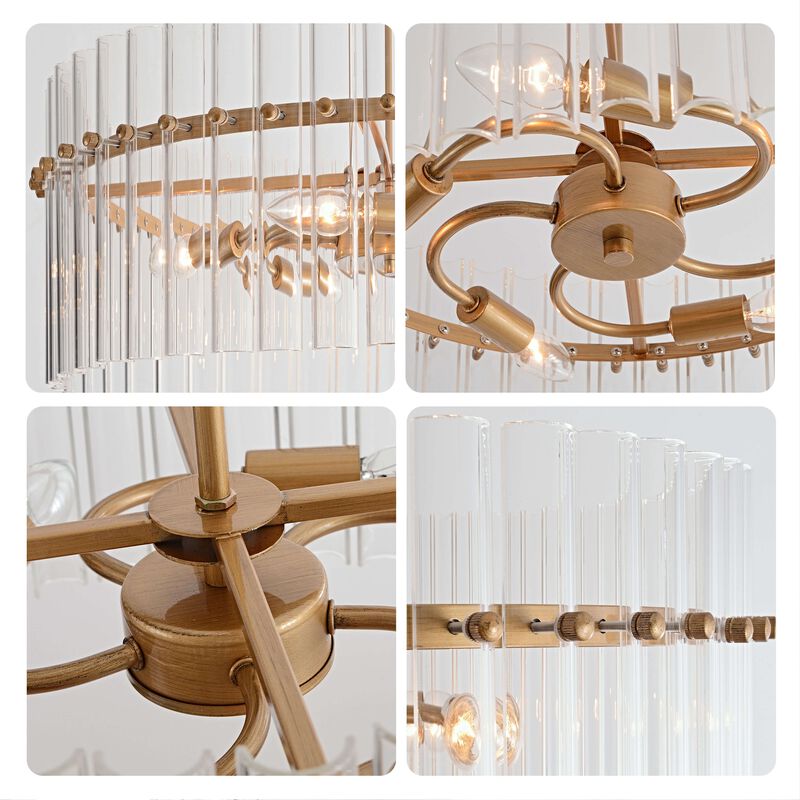 Paula Brushed Brass 5-light 20" Hollow Glass Round Chandelier image number 5