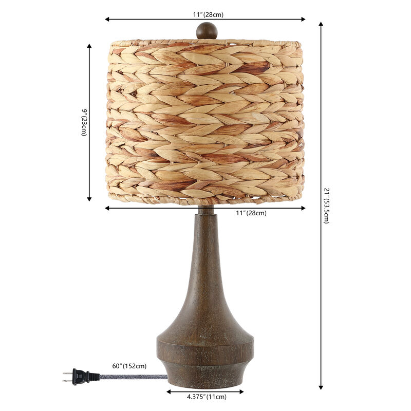 Theodore Rustic Farmhouse Handwoven Rattan/Resin LED Table Lamp