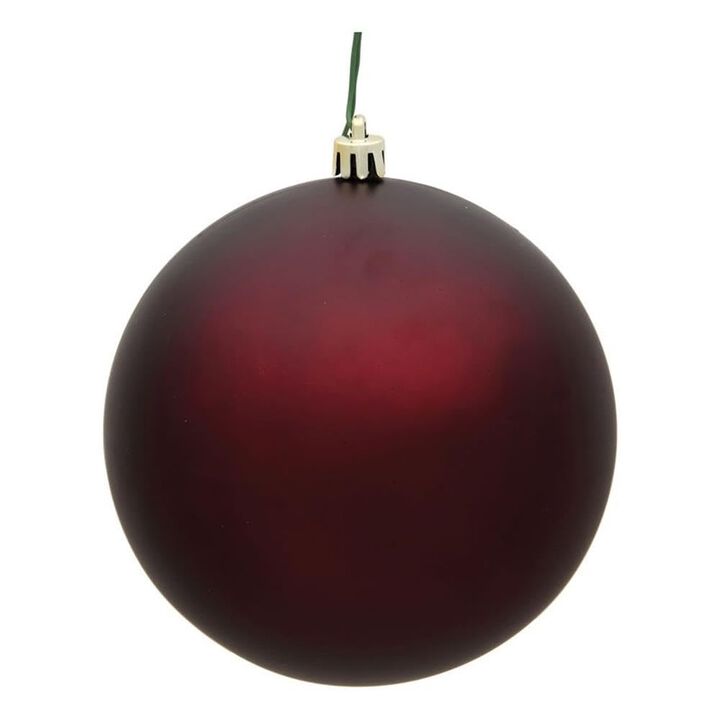 Vickerman 4.75" Plastic Ball Ornaments in Matte Burgundy Red (Set of 4)