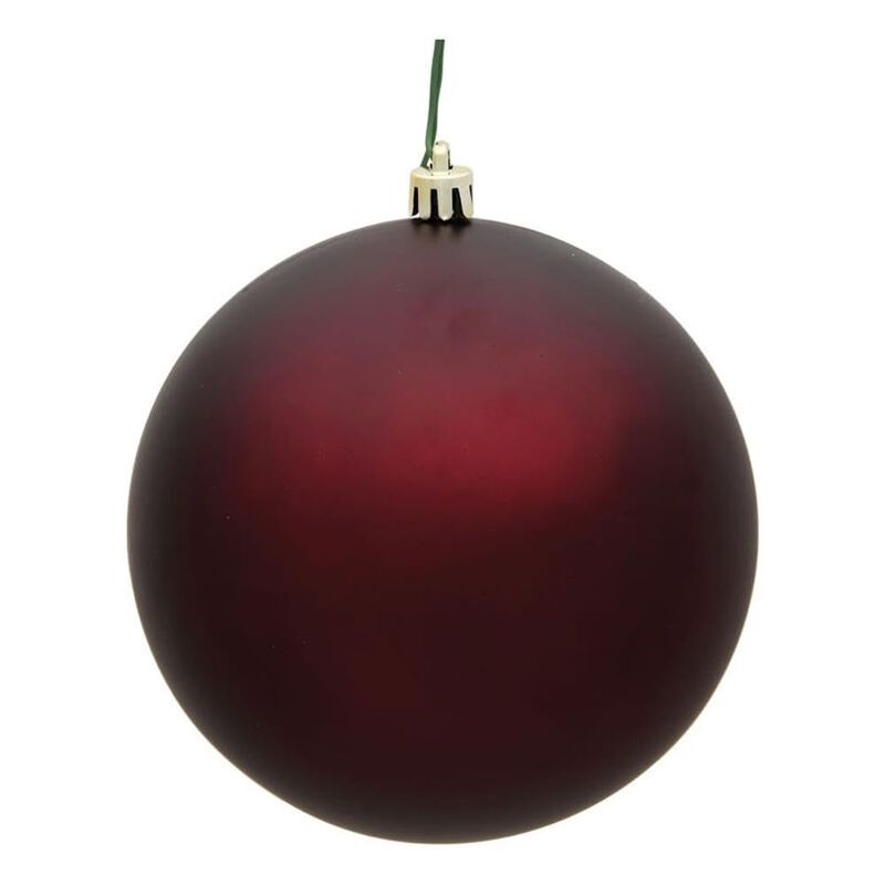 Vickerman 4.75" Plastic Ball Ornaments in Matte Burgundy Red (Set of 4) image number 0
