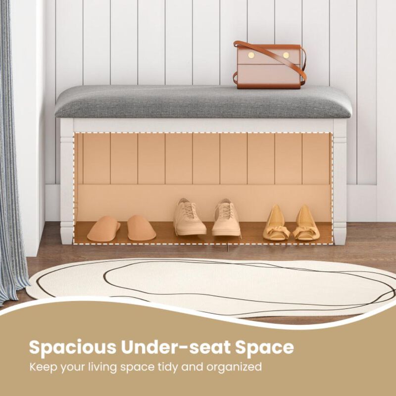 Hivvago Upholstered Bedroom Bench with Padded Seat and Solid Wood Legs