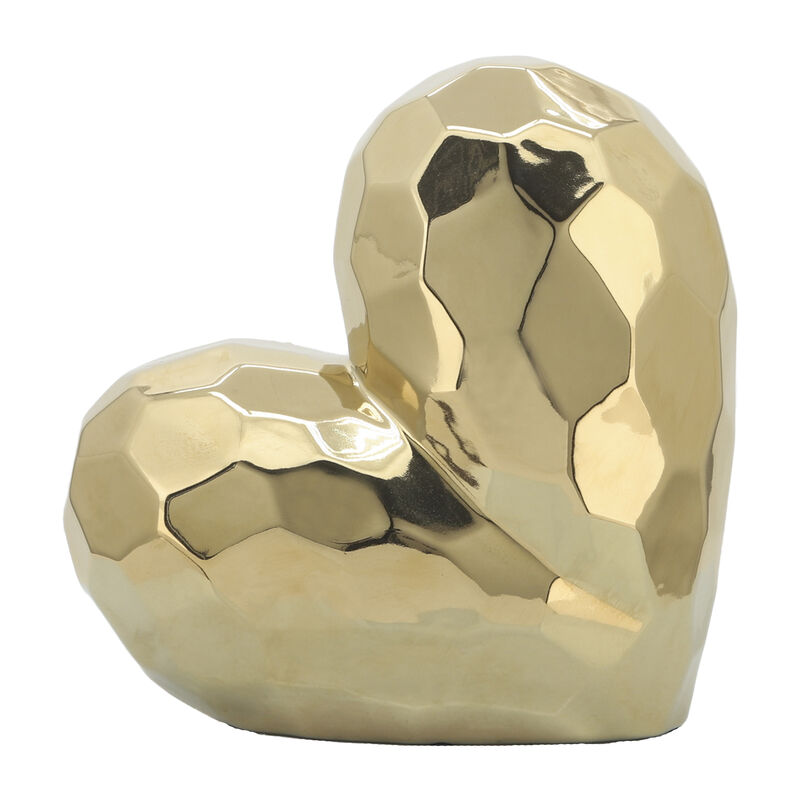 Gold Ceramic Heart Sculpture