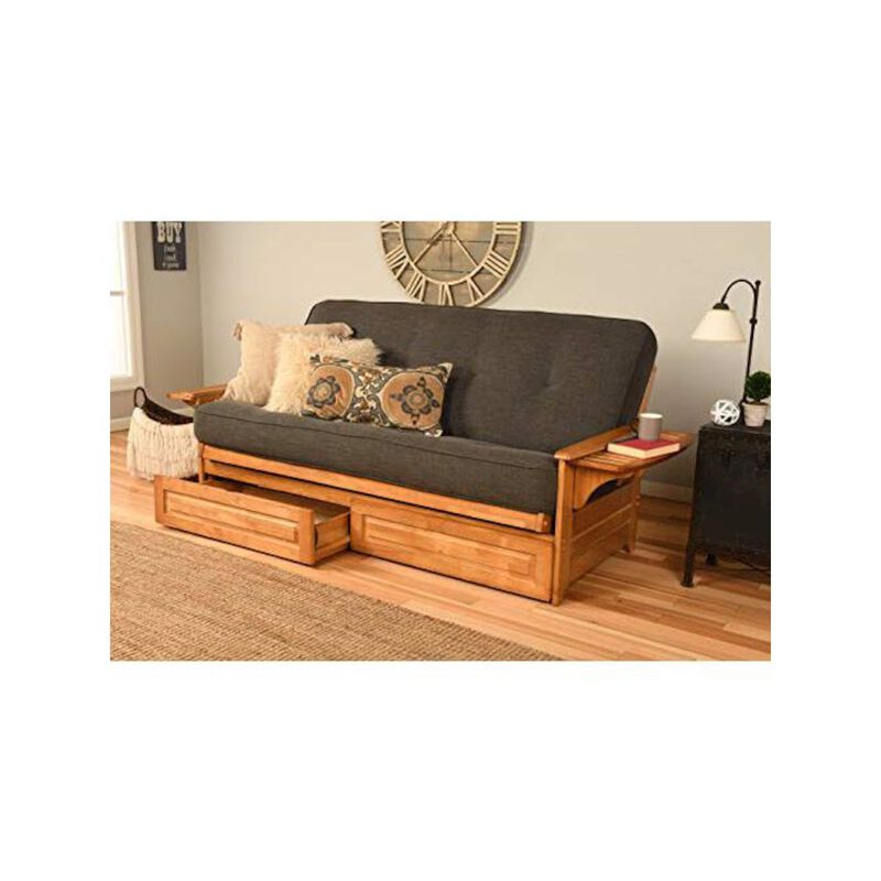 Phoenix Frame-Butternut Finish-Linen Charcoal Mattress-Storage Drawers image number 1