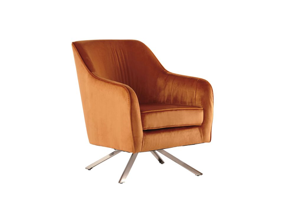 Ashley Hanger Accent Chair - contemporary style, rust colored velvet upholstery