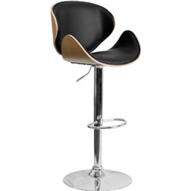 Adjustable Height Barstool – Sleek Modern Design with Curved Vinyl Seat and Back for Dining or Bar