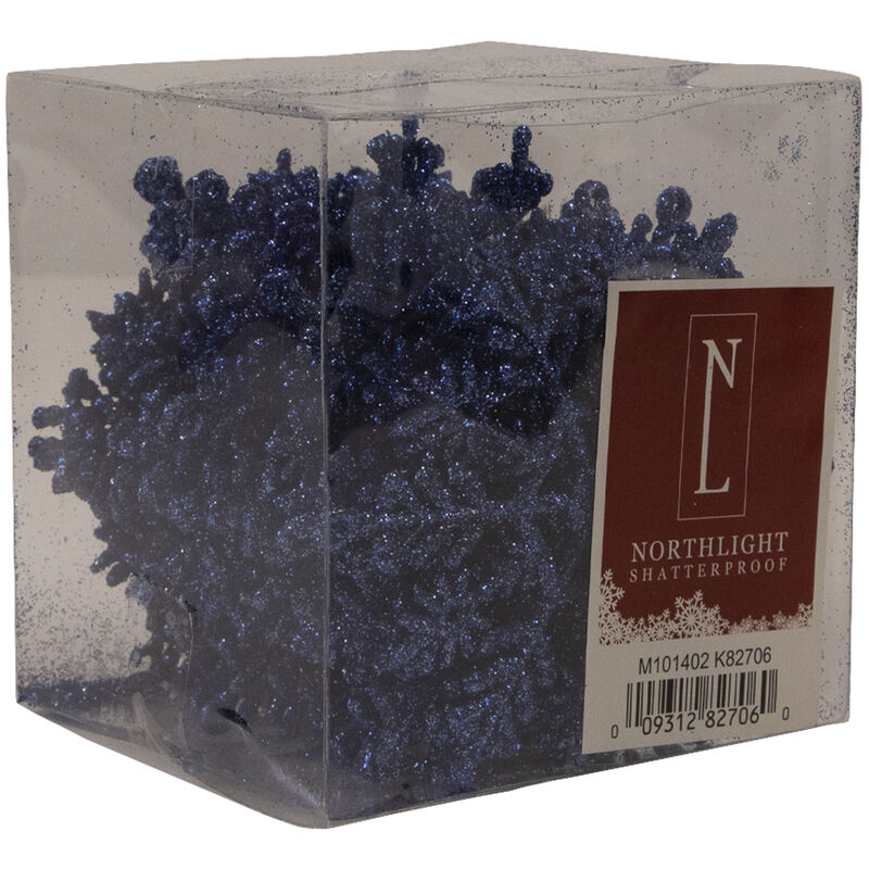 24ct Lavish Blue Glitter Snowflake Christmas Ornaments 4" image number 6