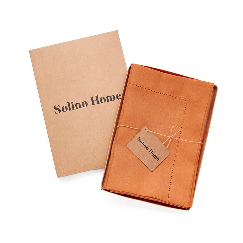 Christmas Linen Dinner Napkins 20 x 20 in Set of 4 - Classic Hemstitch, Solino Home