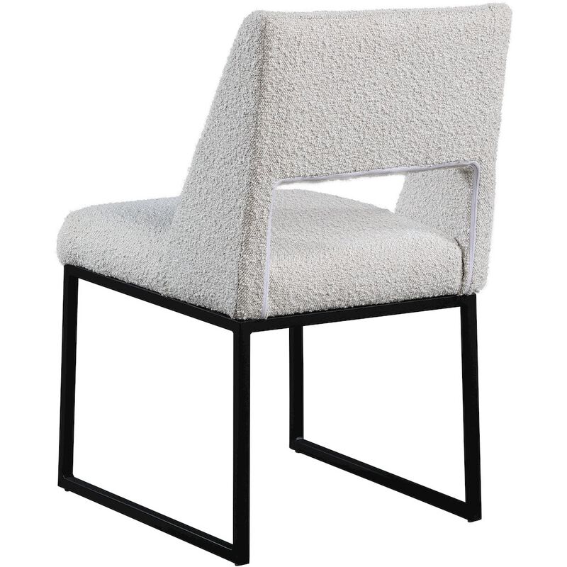 Meridian Furniture Jayce Cream Boucle Fabric Dining Chair, Set of 2