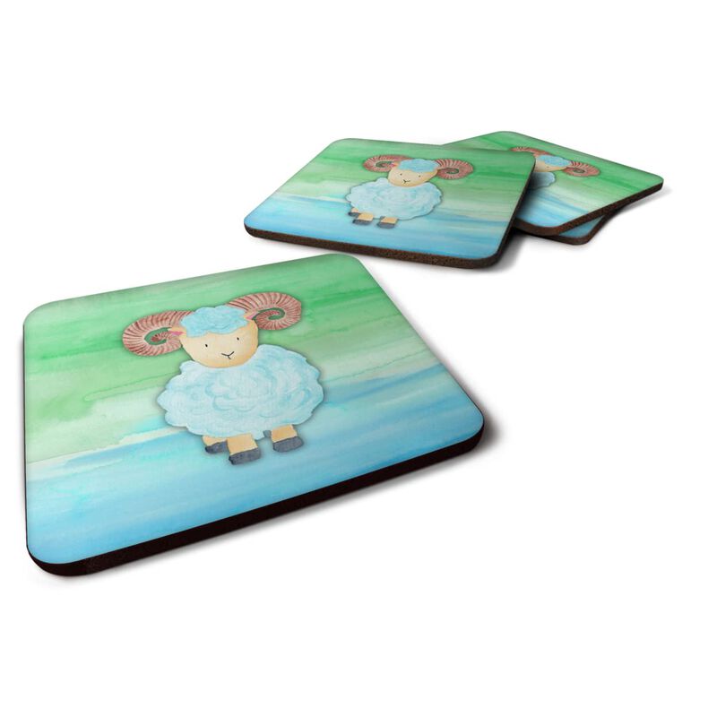 Caroline's Treasures Ram Sheep Watercolor Decorative coasters, 3.5, Multicolor