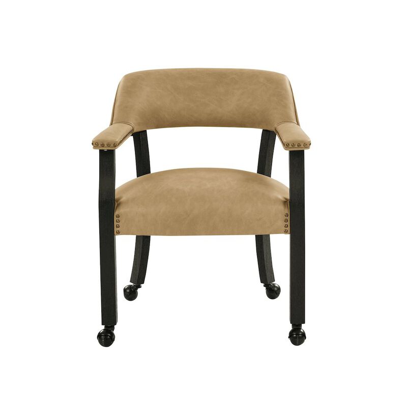 Rylie Dining Sand PU Arm Chair w/Caster