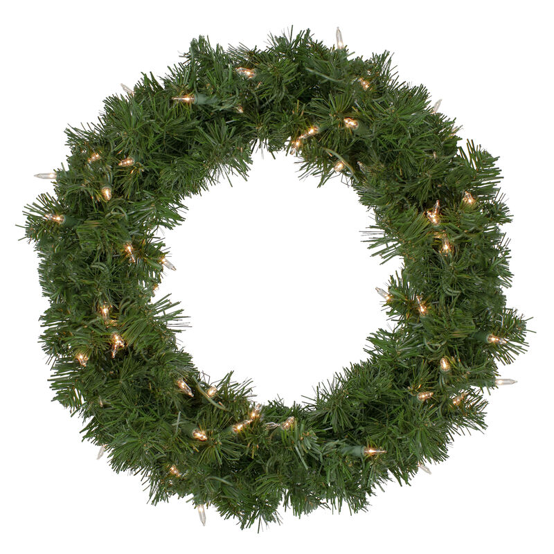 18" Deluxe Windsor Pine Artificial Christmas Wreath - Clear Lights image number 0