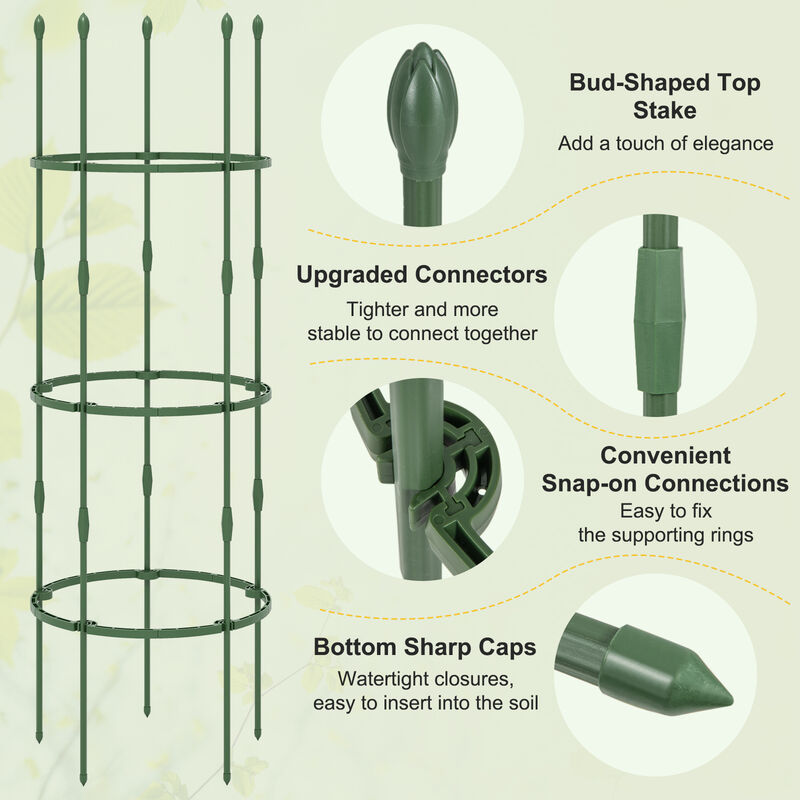 3-Pack Garden Trellis Plant Supports with Clips, Ties, and Climbing Plant Stands