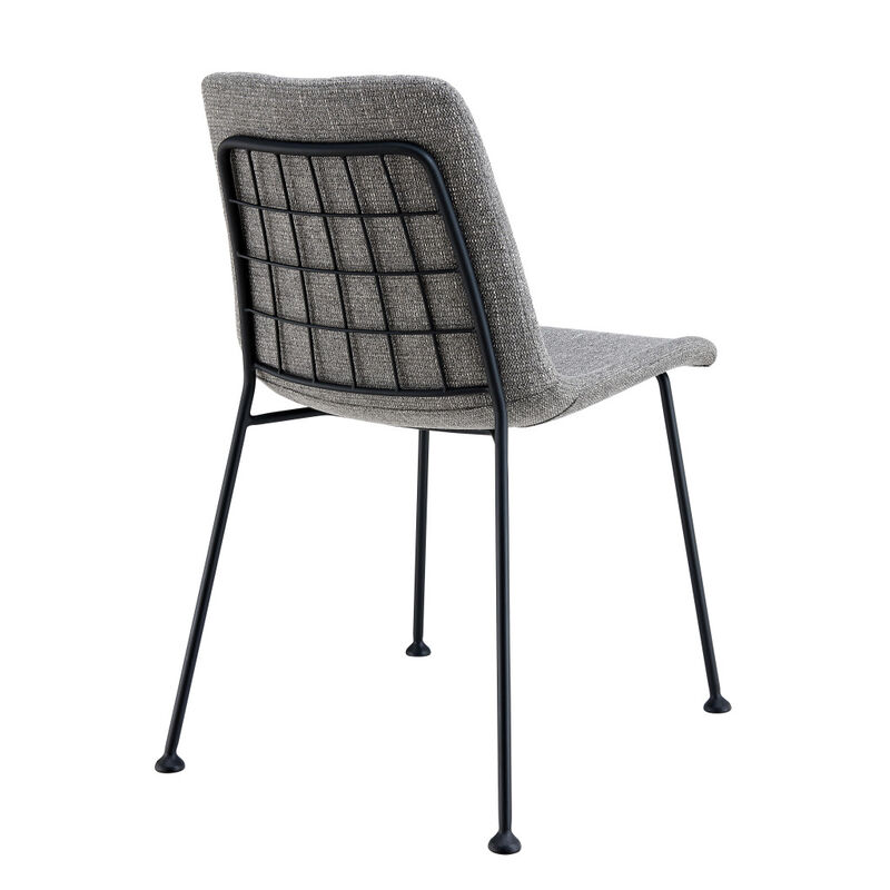 Hivvago Set of Two Gray And Black Upholstered Fabric Dining Side Chairs