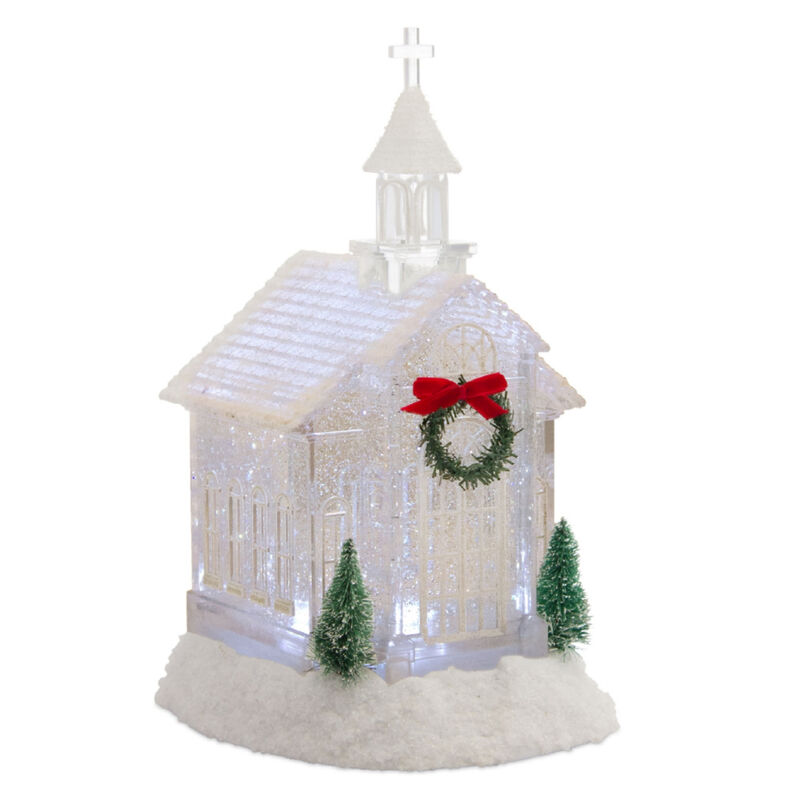 Church Snow Globe with Timer for Festive Christmas Décor and Holiday Display