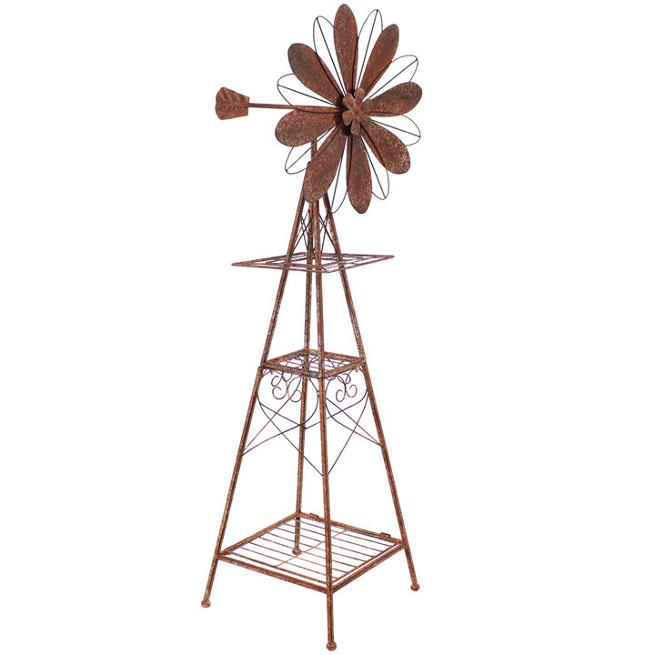 Sunnydaze Rustic Windmill Indoor/Outdoor Metal Garden Statue - 51 in