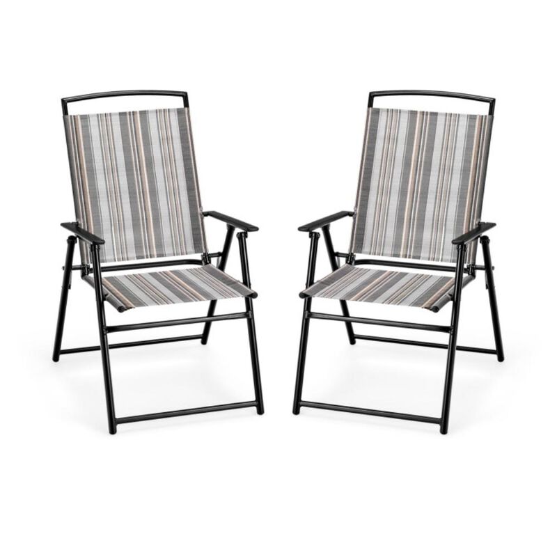 Hivvago Set of 2 Patio Folding Sling Chairs Space-saving Dining Chair