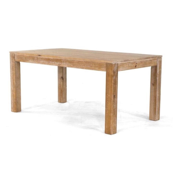 Hivvago Modern Block Leg Rectangular Dining Table in Dark Taupe Wood Finish