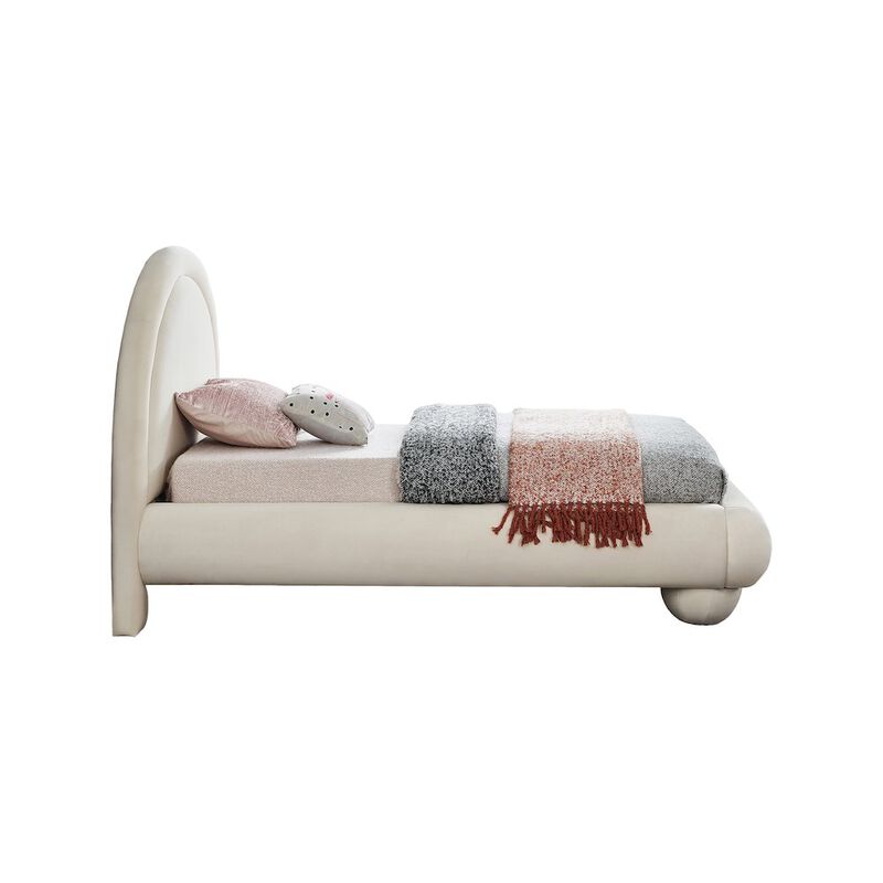 Meridian Furniture Madrid Cream Velvet Twin Bed
