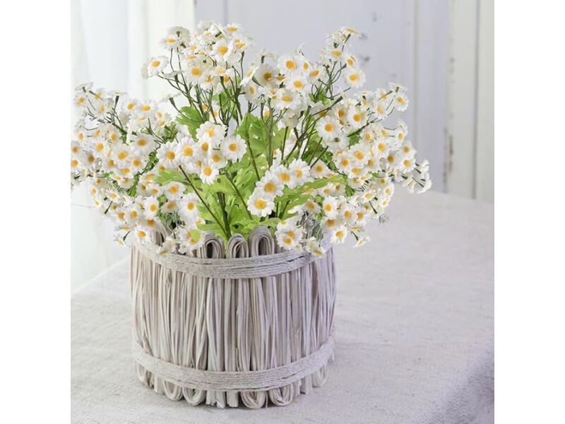 4 Piece White Artificial Daisy Flowers Wedding Centerpiece Decor image number 1