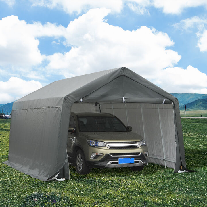 12' x 20' Carport Heavy Duty Truck SUV Garage Cover Canopy - Grey