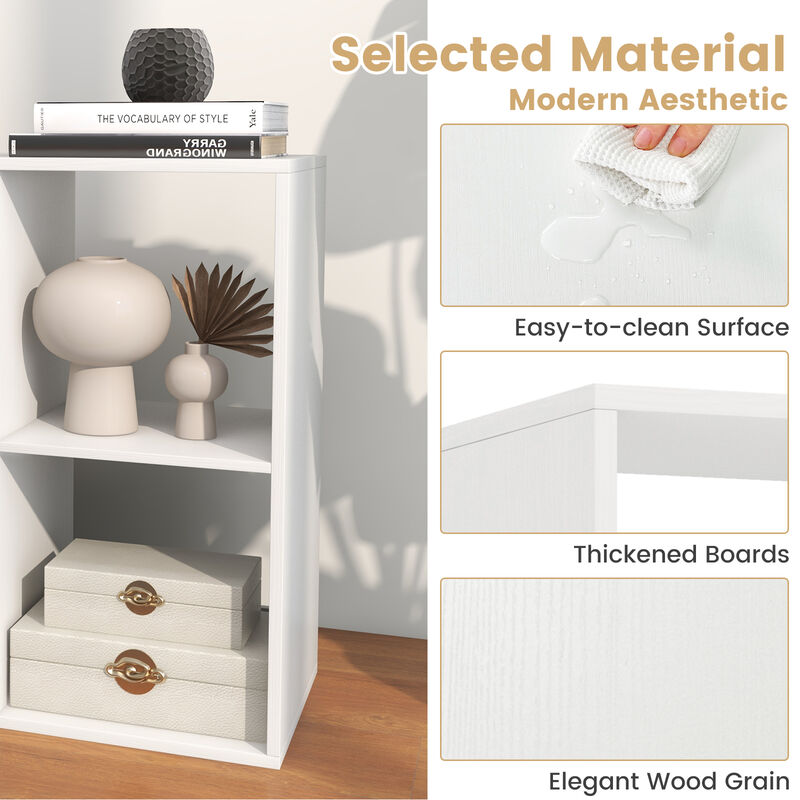 4 Cube Bookshelf with Back Guardrail for Living Room Bedroom