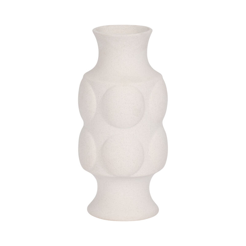 11" Large Dot Embossed Vase Sand Texture, White image number 0