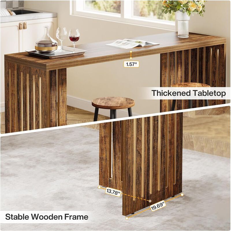 Tribesigns Contemporary Wood Bar Table image number 7
