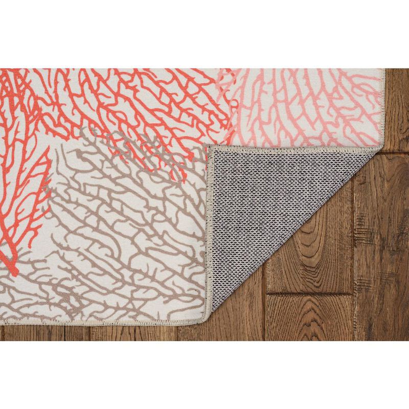 Linon Washable Haylee Ivory/Coral, Rug image number 3