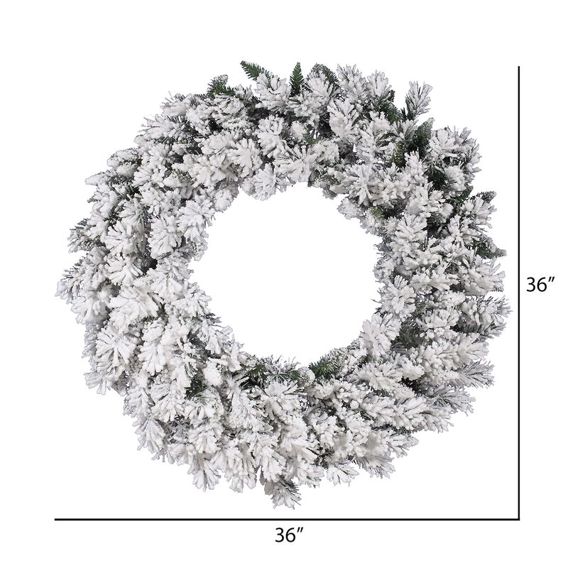 Vickerman 36" Flocked Snow Ridge Artificial Christmas Wreath, Unlit - Faux Snowy Christmas Wreath - Indoor Seasonal Home Wall Decor image number 3