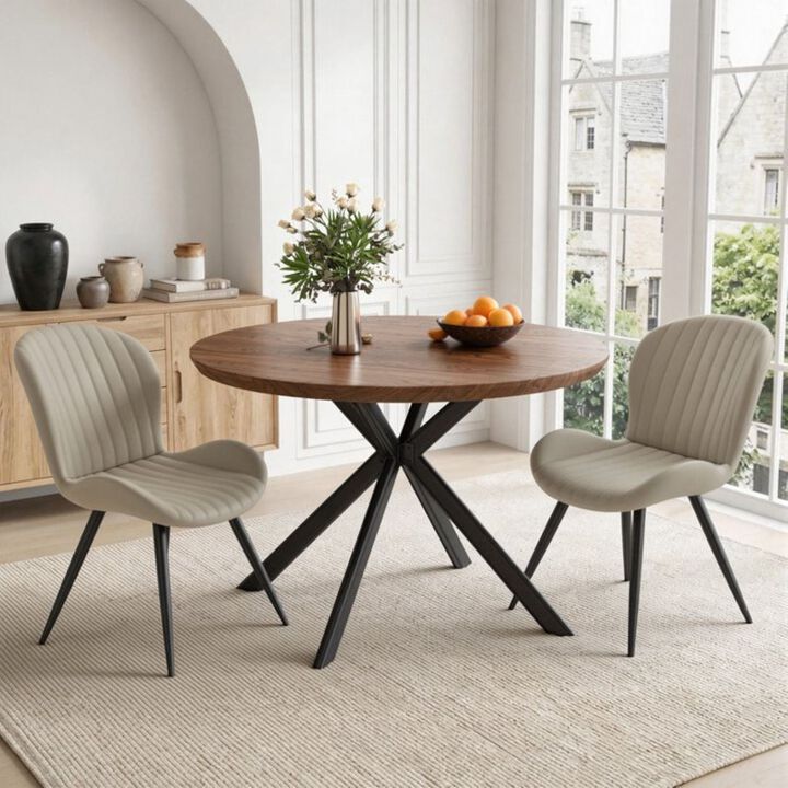 Envelor Round Solid Wood Dining Table with Metal Legs