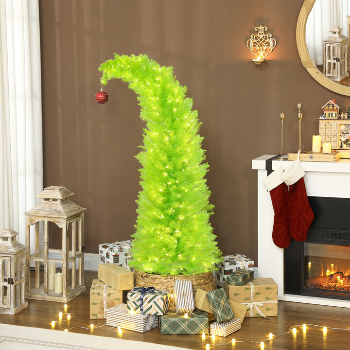 BreeBe 5 ft Pencil Christmas Tree with LED Lights and Metal Stand