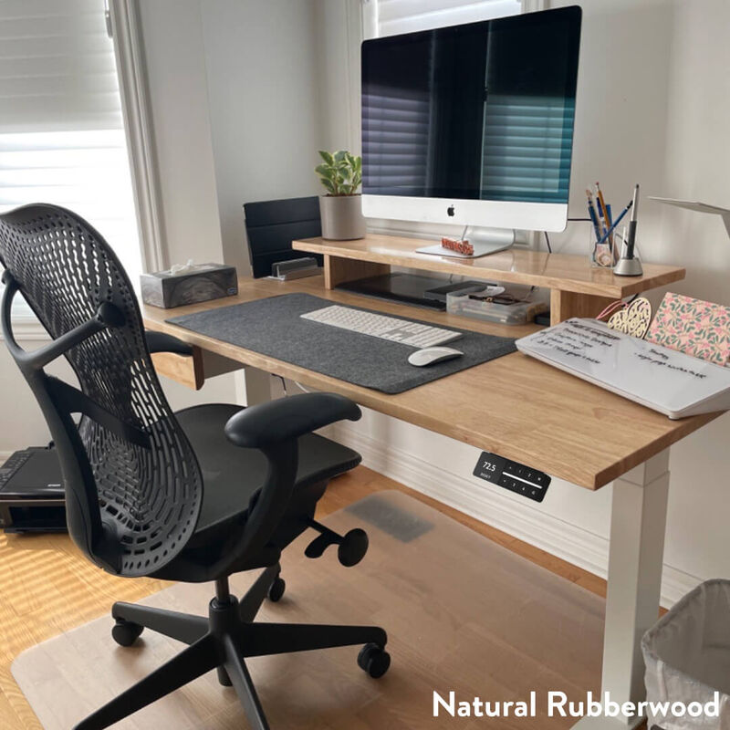 Desky Dual Rubberwood Sit Stand Desk image number 2