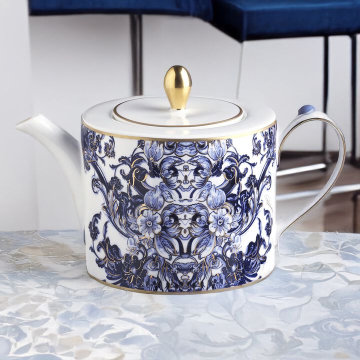 Tea Pot or Coffee Pot AZULEJOS   diam. 4.75", H 4.5"