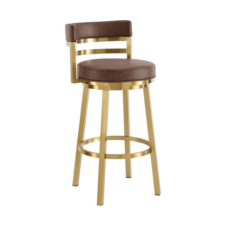 Madrid Swivel Counter or Bar Stool in Metal and Faux Leather