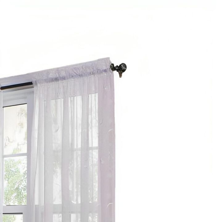 Commonwealth Habitat Hathaway Scroll Motif Tailored Sheer Window Panel - 54x63" - White