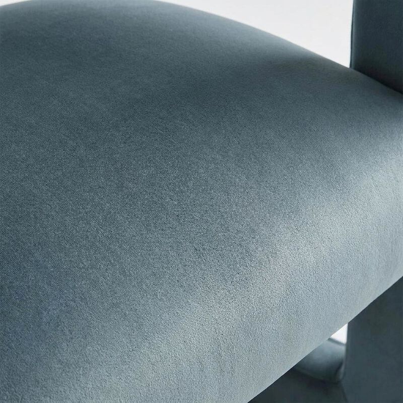Performance Velvet Barrel Dining Chair with Arms, Cadet Blue image number 6