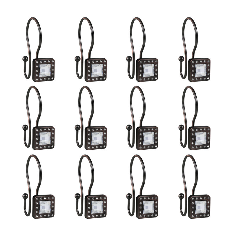 Metal Double Shower Curtain Hooks, Set of 12 image number 4