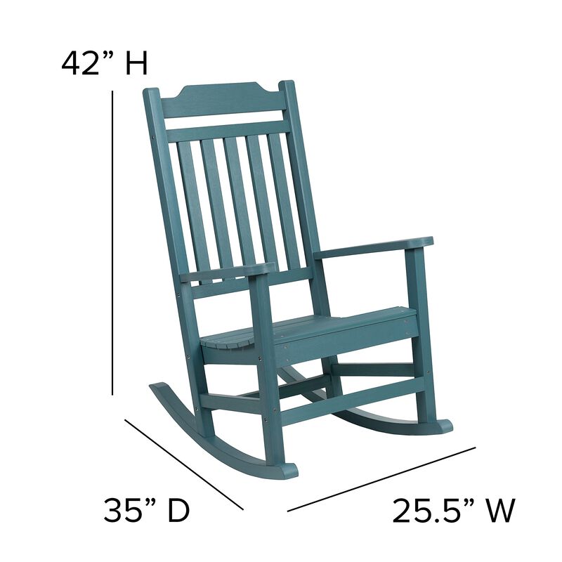 Flash Furniture Winston All-Weather Poly Resin Rocking Chair in Teal