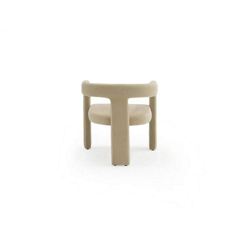 Lavi 26 Inch Dining Chair, Cushioned, Curved Open Back, Beige Upholstery - Benzara image number 3