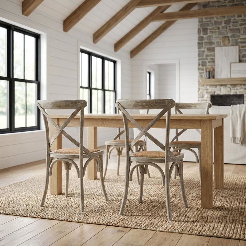 Wooden Dining Side Chairs for Dining Room, Natural, Set of 4 image number 5